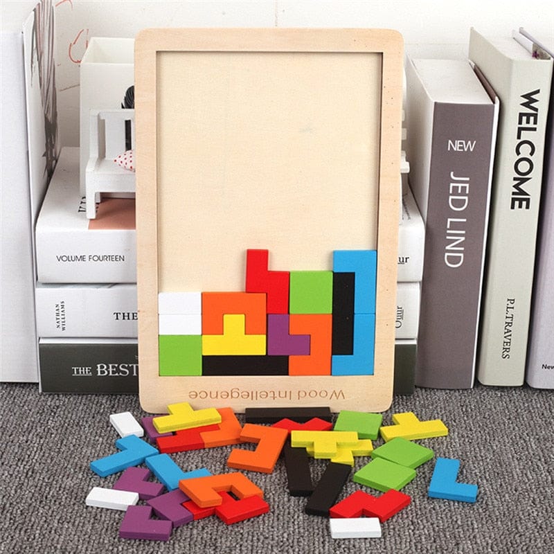 Tableau Tangram en bois Montessori - Design Pédagogique