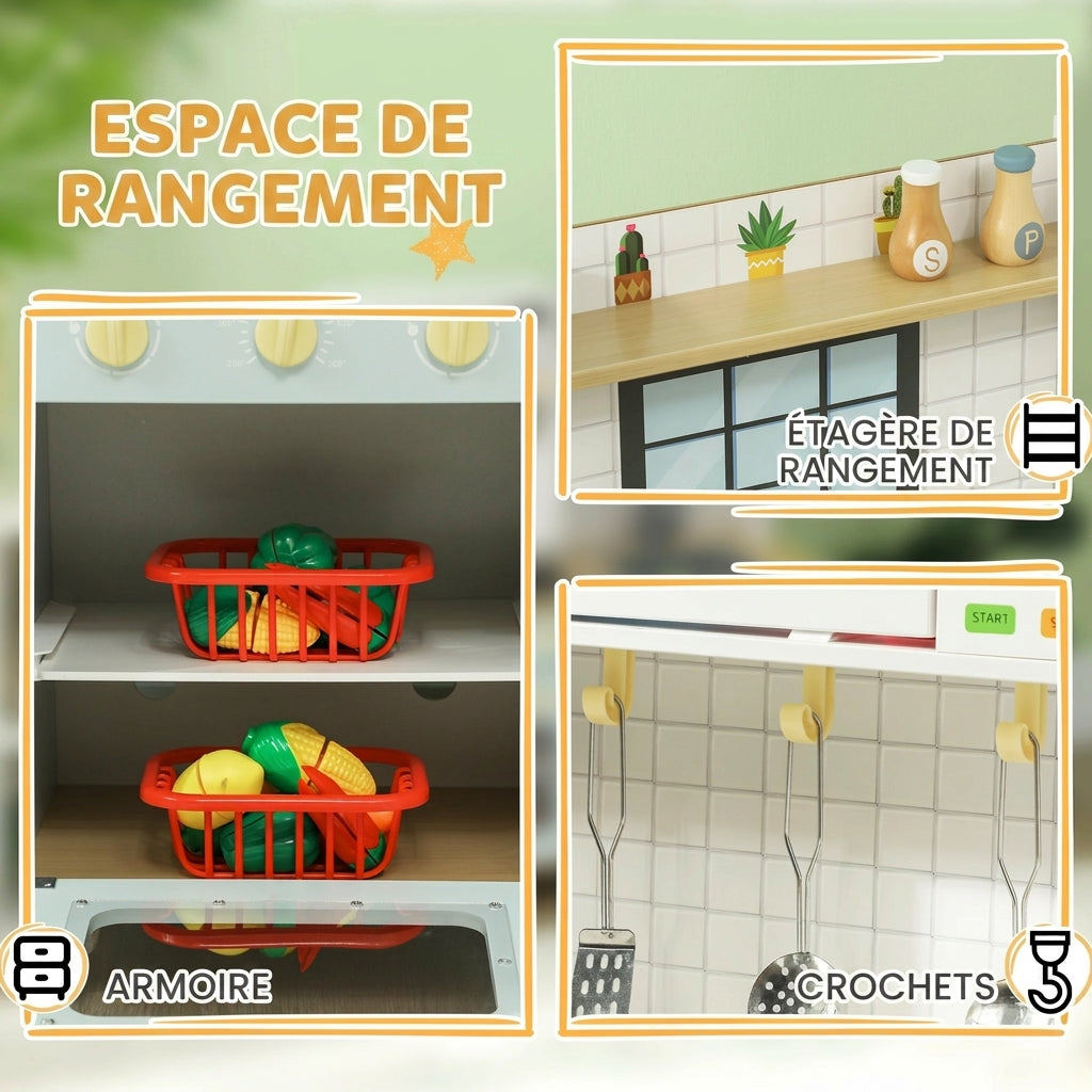 🍳 Cuisine en Bois Enfant Montessori – Grande Cuisine Éducative avec Accessoires