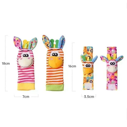 Chaussettes et bracelets à hochet Montessori pour bébé - 4 pièces