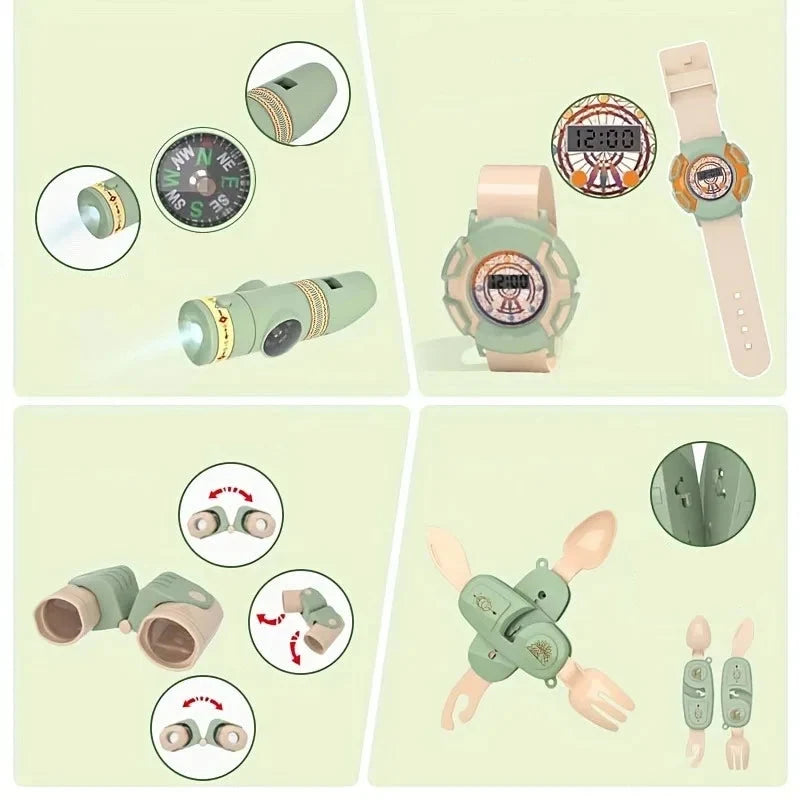 Kit de Camping Enfant World Explorer avec Tente Pop-up & Accessoires Nature - Idéal pour l'Outdoor et l'Éveil Montessori